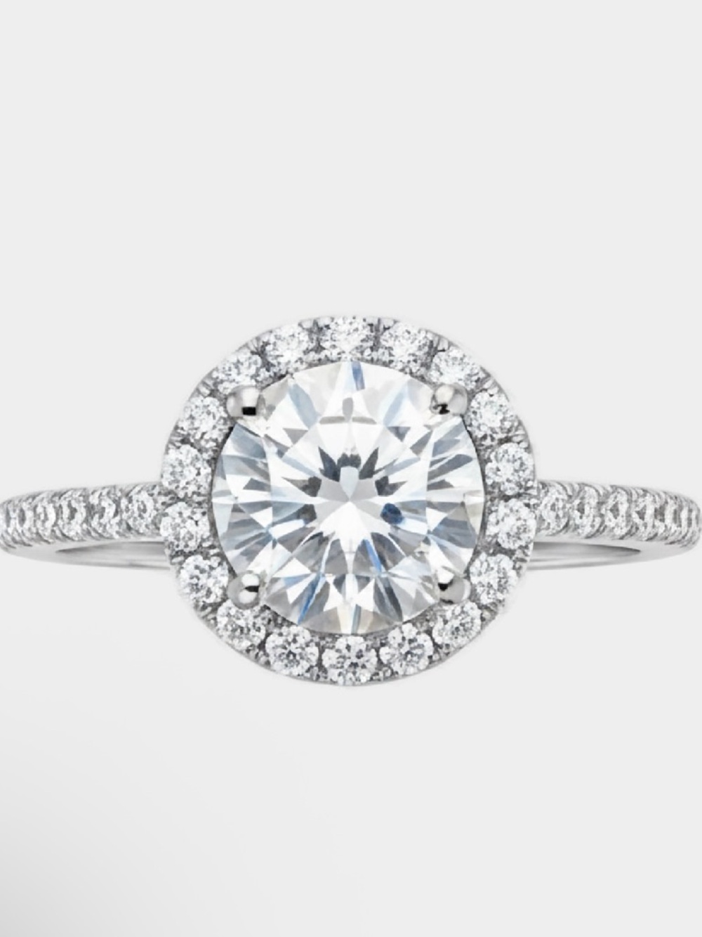 2.5 Carat Moissanite Halo Sterling Silver Engagement Ring with GRA NWT Gift Box